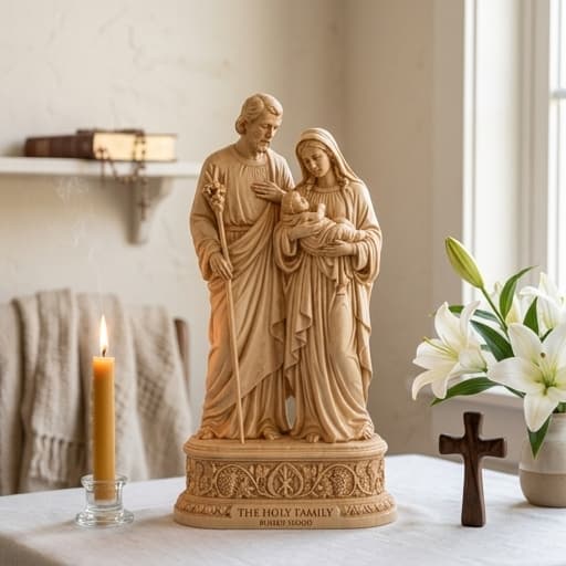 The Holy Family Carved Sculpture (Jesus, Mary, Joseph) angle 3
