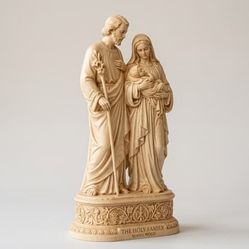The Holy Family Carved Sculpture (Jesus, Mary, Joseph) angle 2