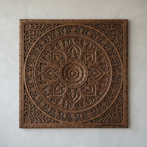 Intricate Floral Jali Teak Wall Panel - View 1