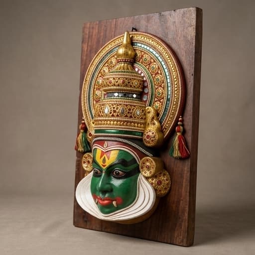 Traditional Kathakali Head Wall Plaque angle 2